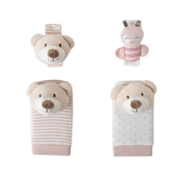 Set de pieds et de hochets pour poupées Teddy Bear rose
