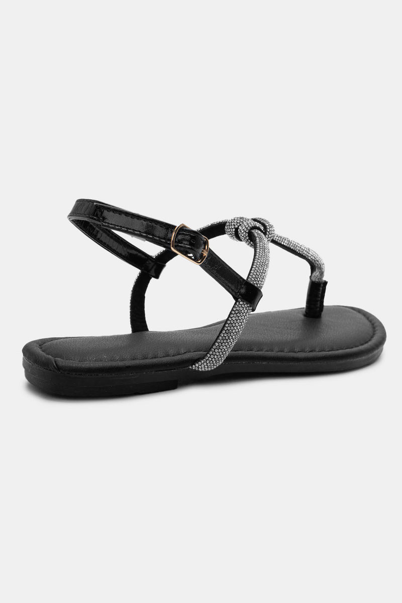 Sandales plates à paillettes noires