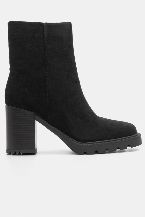 Simple Suede Ankle Boot Black