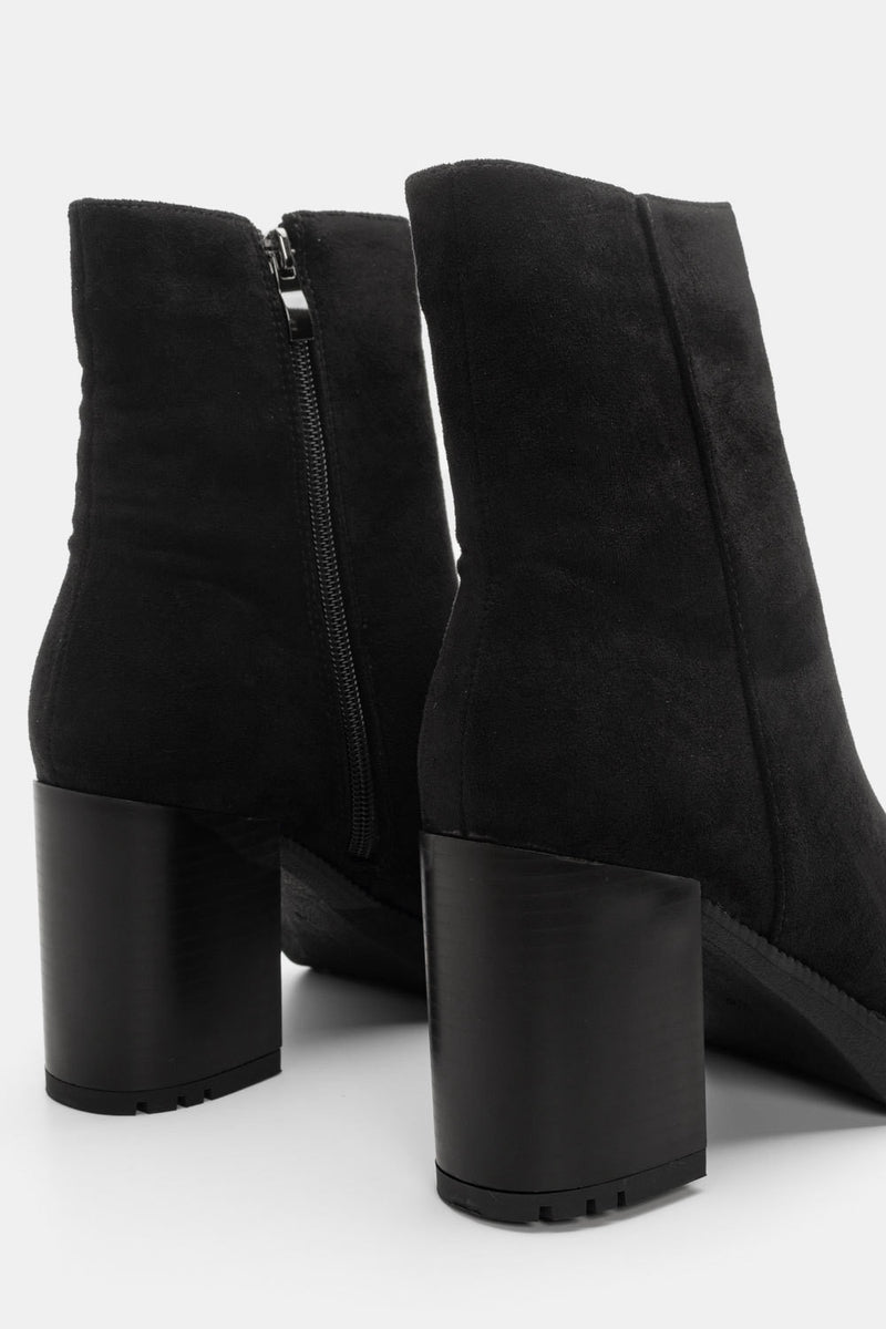 Simple Suede Ankle Boot Black