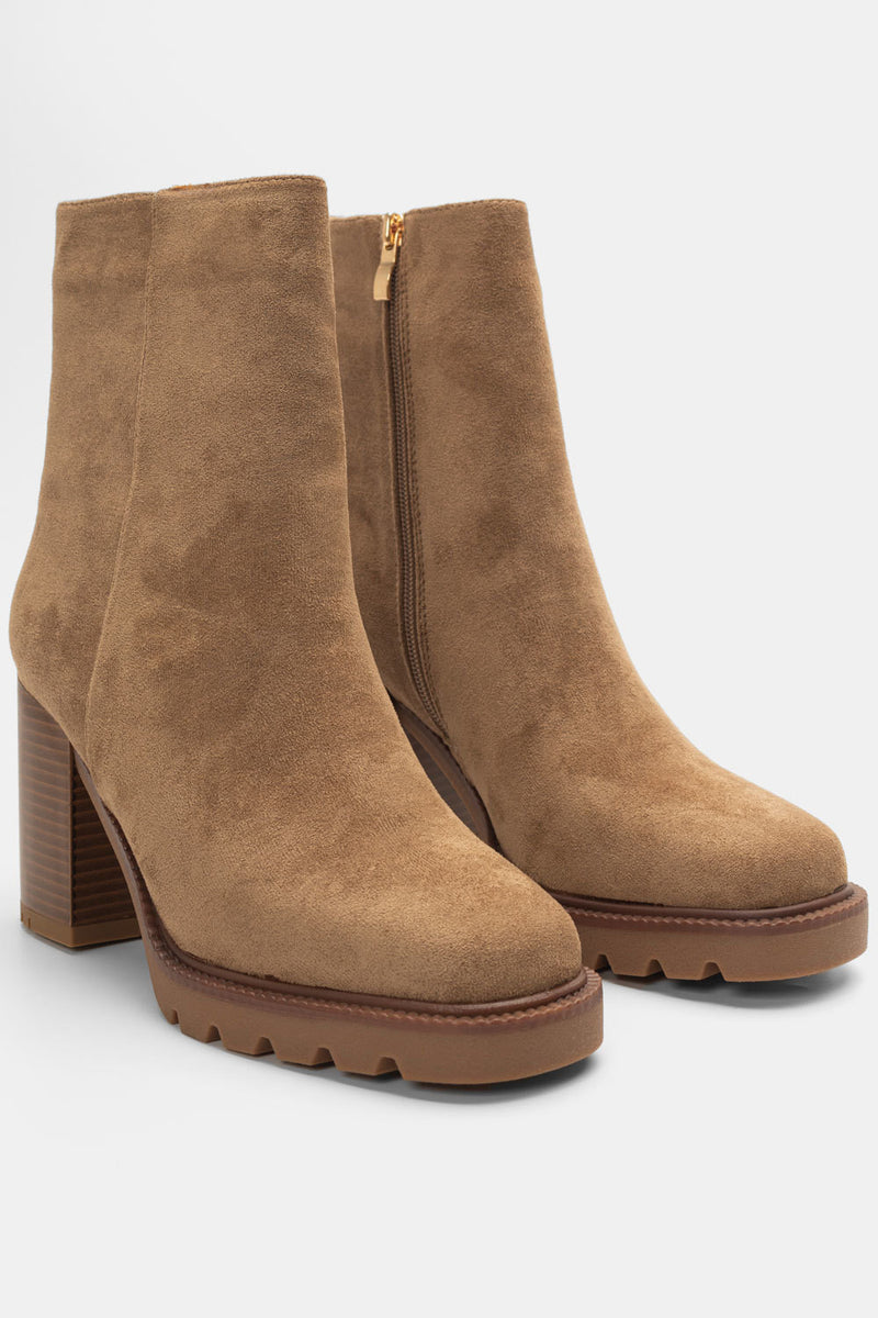 Simple Beige Suede Ankle Boot