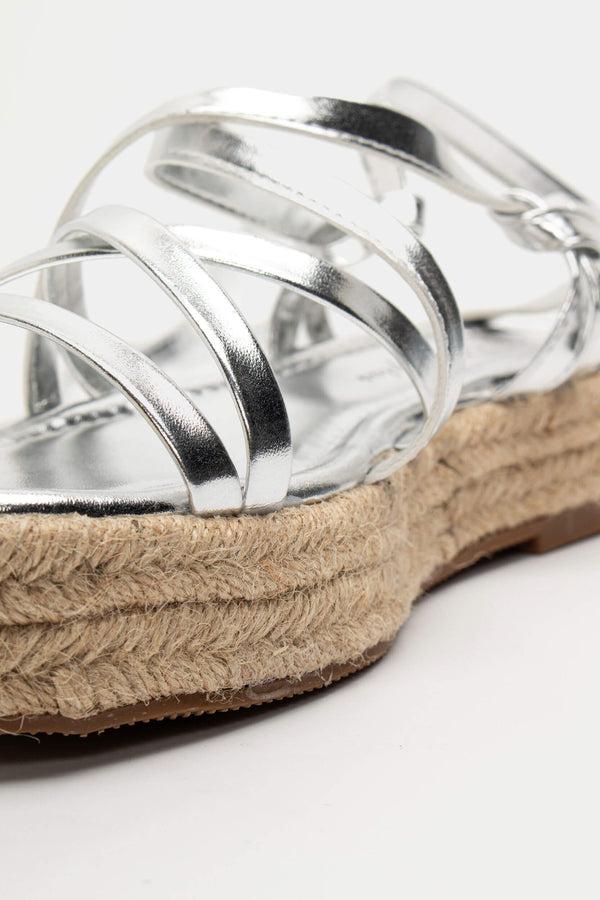 Silver esparto rope sandal